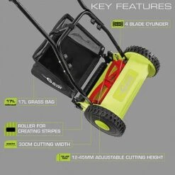 Garden Gear Manual Push Lawn Mower -Double Tree Store D8460 Push Roller Lawn Mower ANN