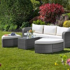 Firenze Five-Section Rattan Daybed - Dark Grey -Double Tree Store G2580 FIRENZE RATTAN DAY BED LS 3